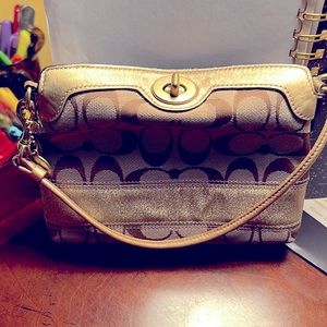 Coach gold wristlet